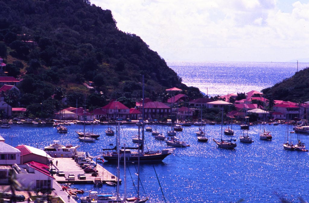 View of shops and buildings in town, Gustavia, St. Barthelemy (St